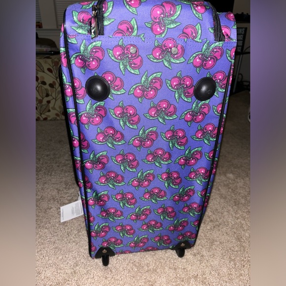 Betsey Johnson Weekender Carry On Luggage with Wheels- Cherry Pie - Picture 5 of 9